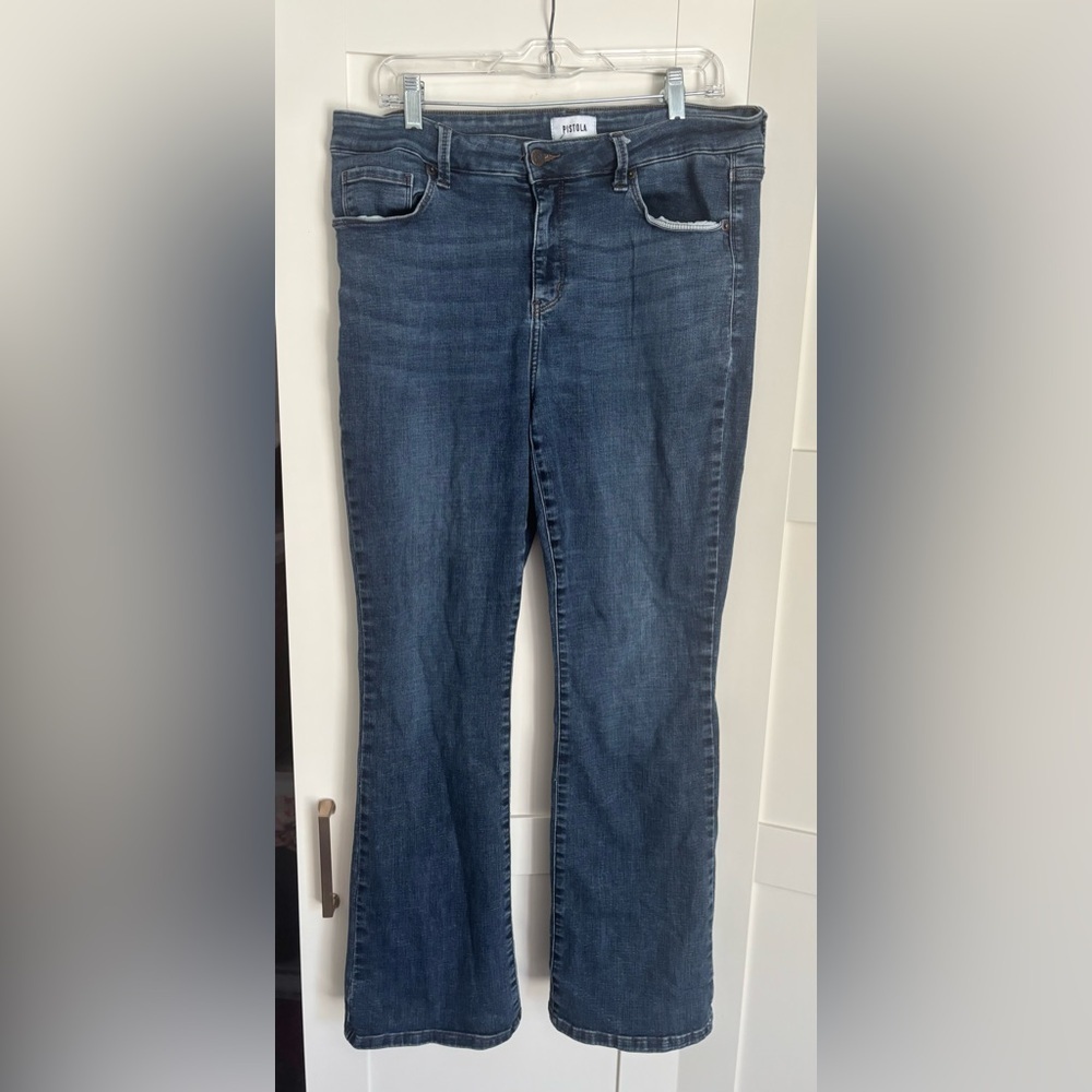 Pistola Dark Blue Classic Boot Leg Denim Jeans Size 16W Stretch Casual Chic